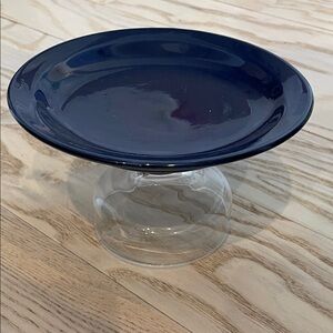 Elegant cobalt Blue Glass Cake Stand mini